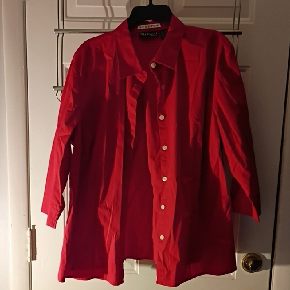 Style & Co. Vibrant Red Stretch Shirt